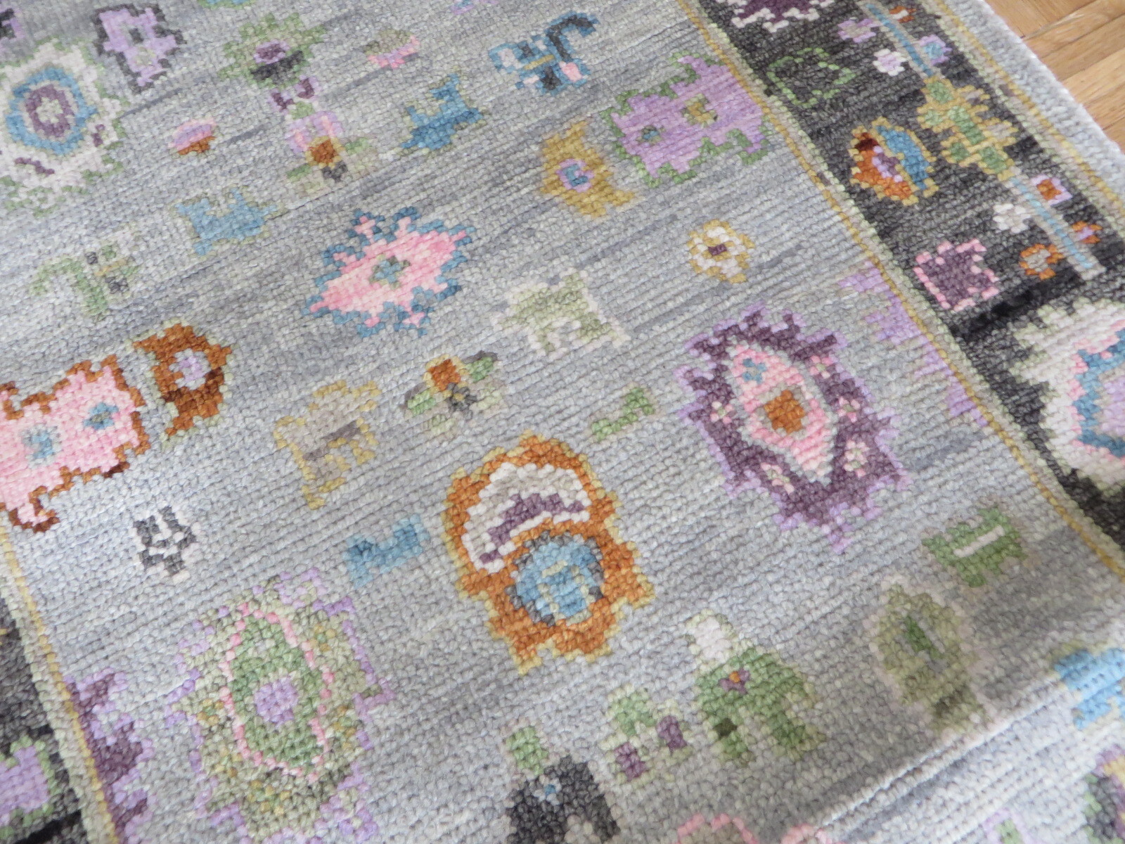 3 x 12’2 Runner Hand Knotted Gray Colorful Oushak Oriental Rug G13054