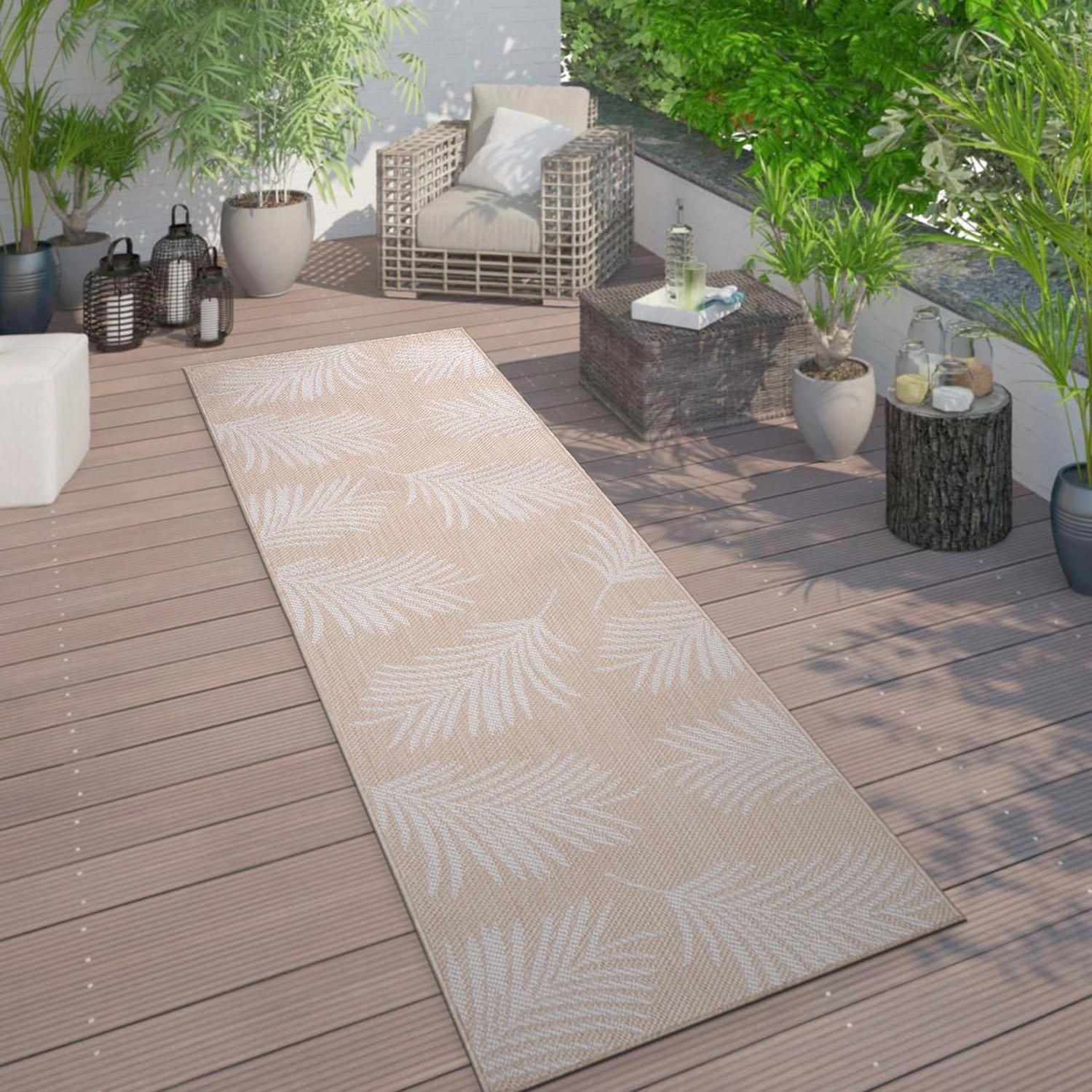 Rugshop Outdoor Carpet Runner Palm Leaves Textured Washable Rugs and Runners 2×7