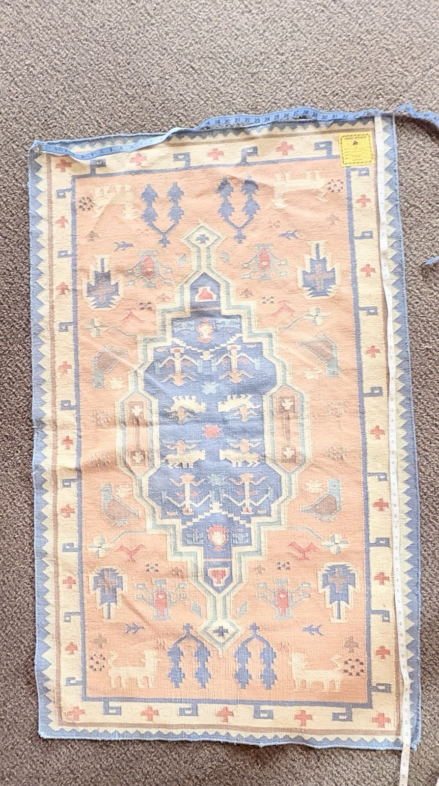 Vintage India Hand Woven 3×5 Area Rug Geometric Boho Tribal Oriental Blue