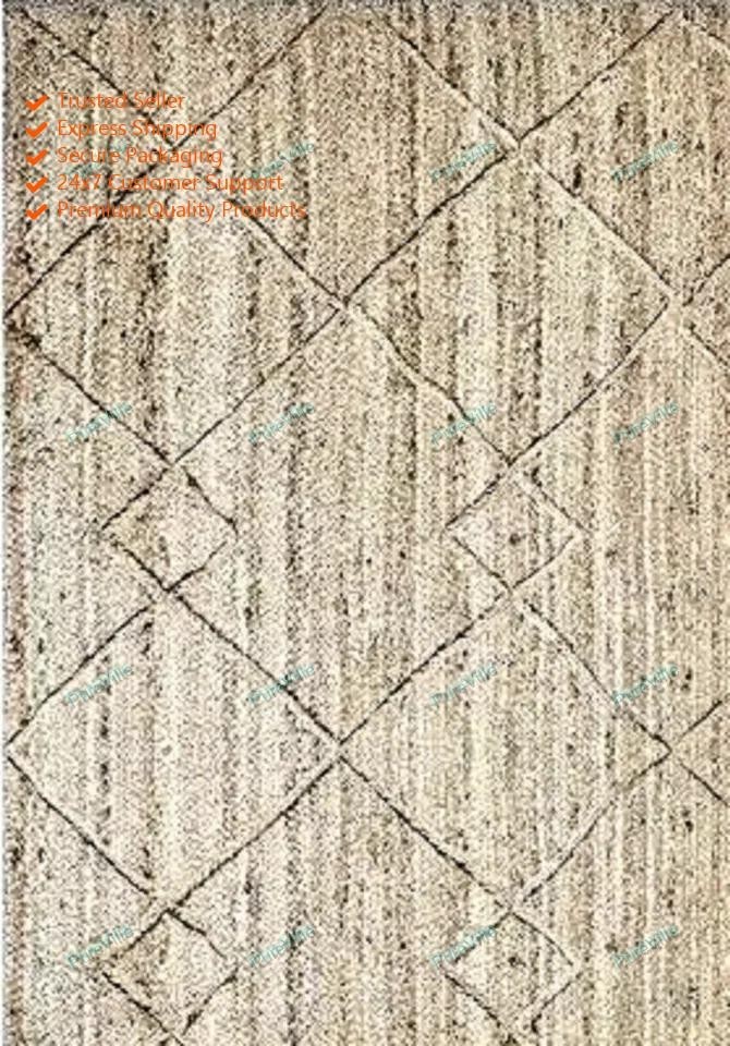 4 x 7 Feet Bohemian Jute Area Rug Handmade Indian Hand Woven Carpet