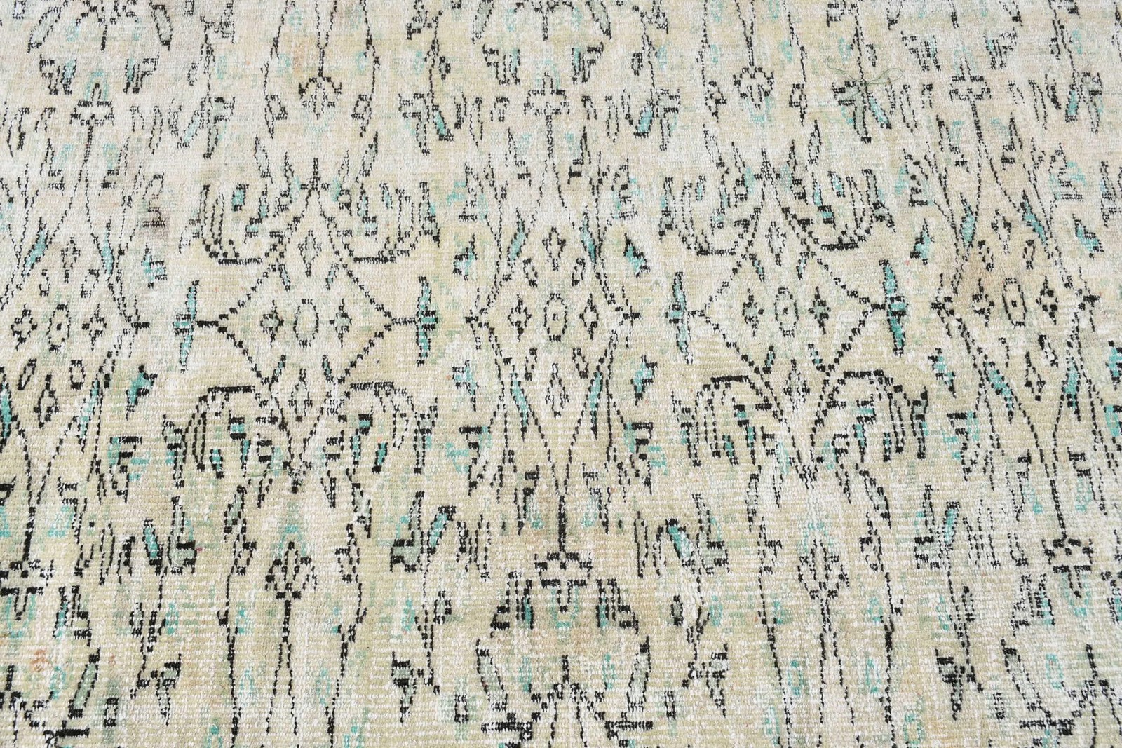 Vintage Rug, 3,4×7,2 ft Area Rug, Green Polka dot Wool Turkish Rug