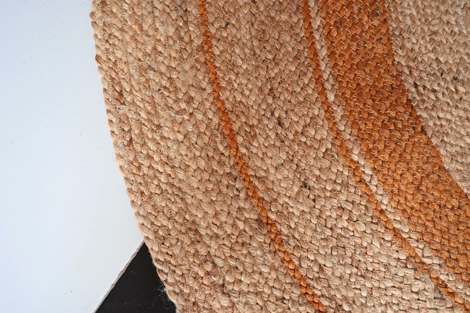 Rugmoda Jute Round Rug 4×4 Natural Orange Braided Bohemian Farmhouse Area Rug