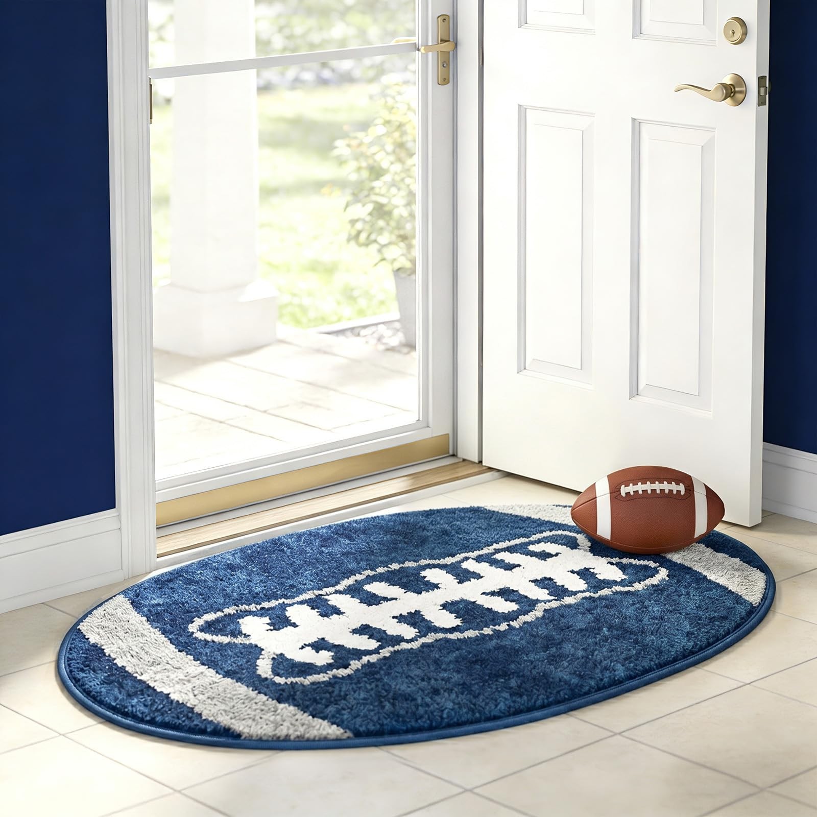 32×20 Inch Football Rug Boys Room Decor Soft Plush Washable Sports Area Mat
