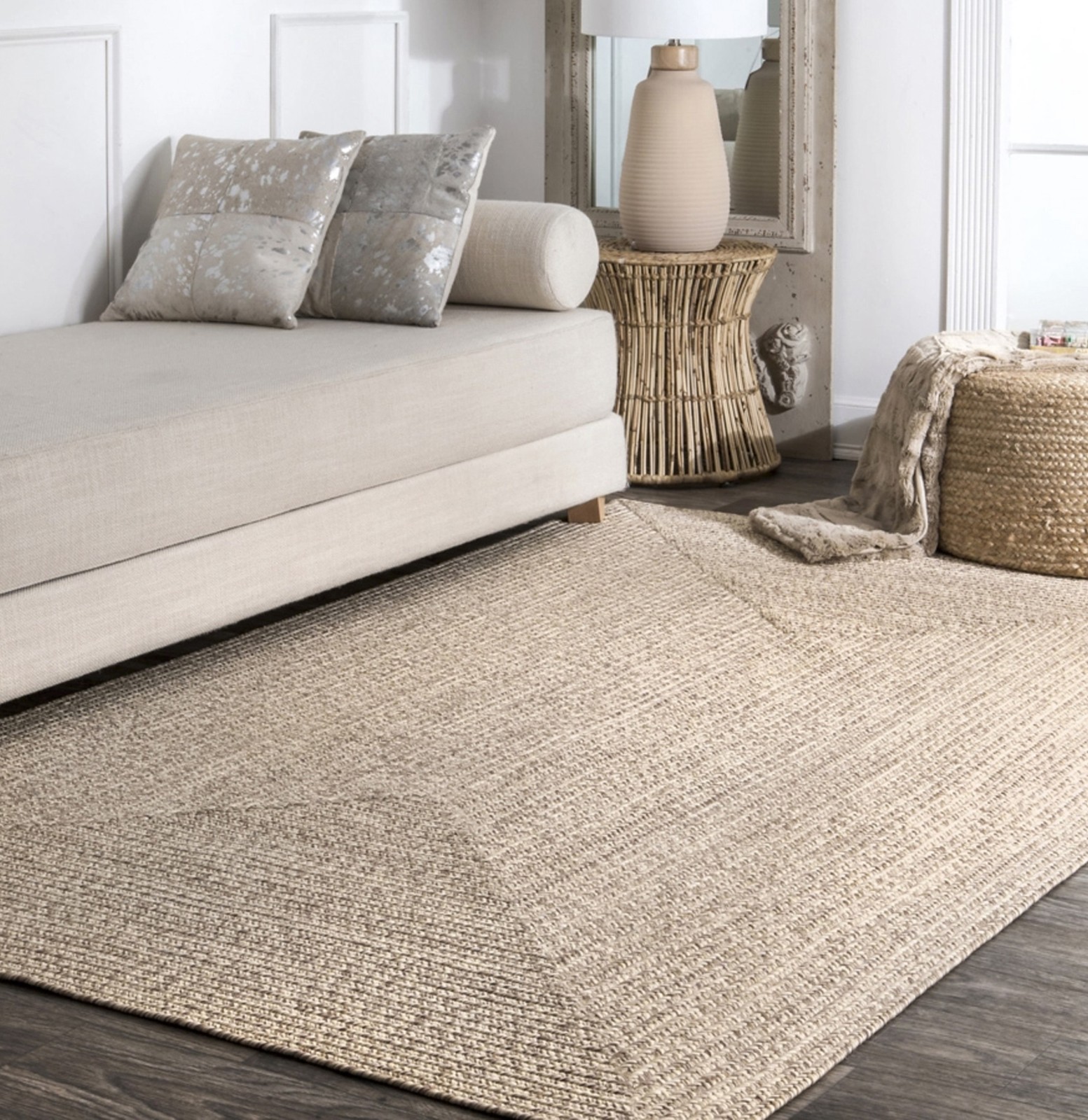 Nuloom Braided Lefebvre 5’x8′ Indoor Outdoor Area Rug Tan Waterproof Patio Deck