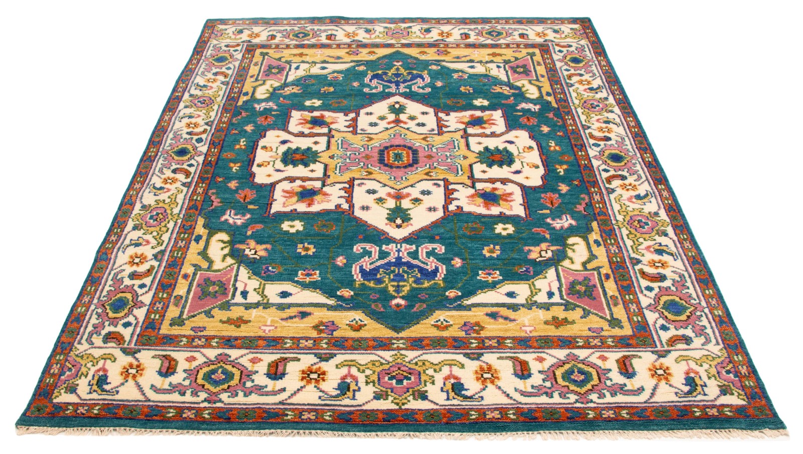 Vintage Teal Traditional 7’10” x 10’0″ Hand-Knotted Oriental Wool Area Rug