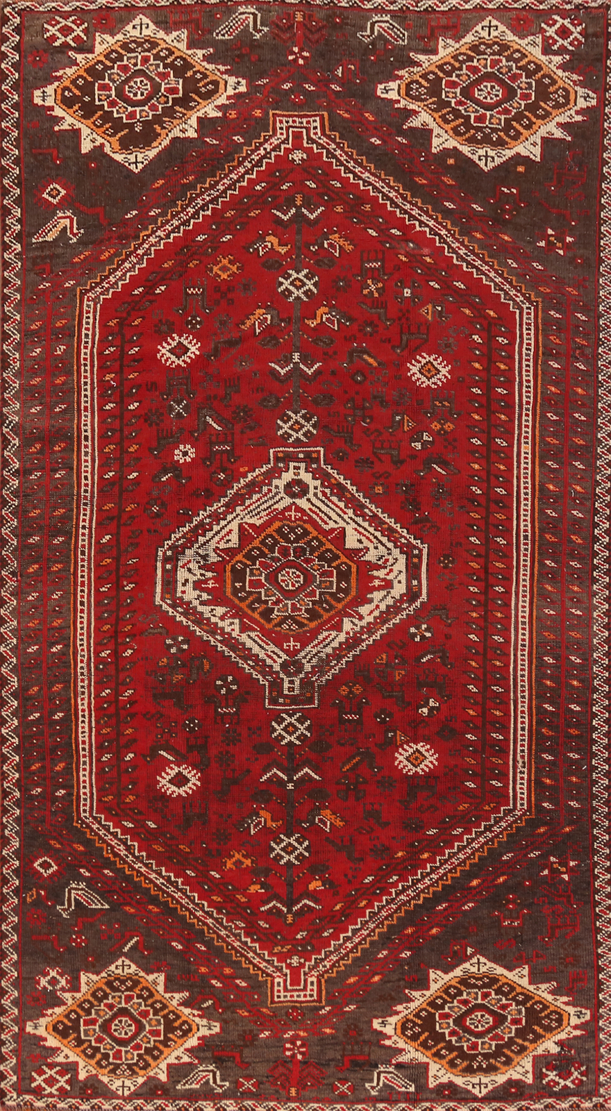 Semi-Antique Wool Red Tribal Hand-made Traditional Area Rug 5×9 Tribal Carpet
