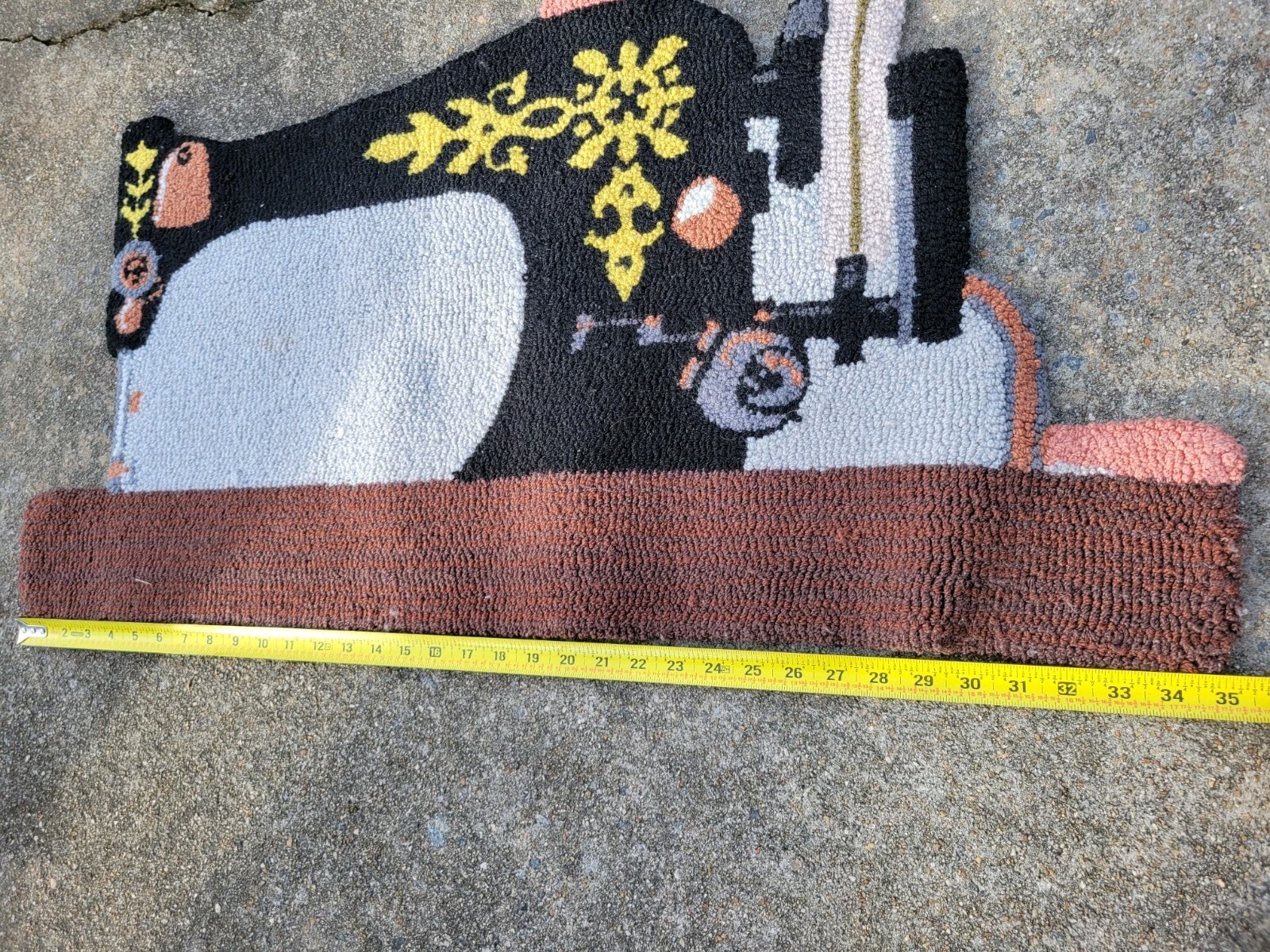 Antique Singer Style Sewing Machine Shaped Rug