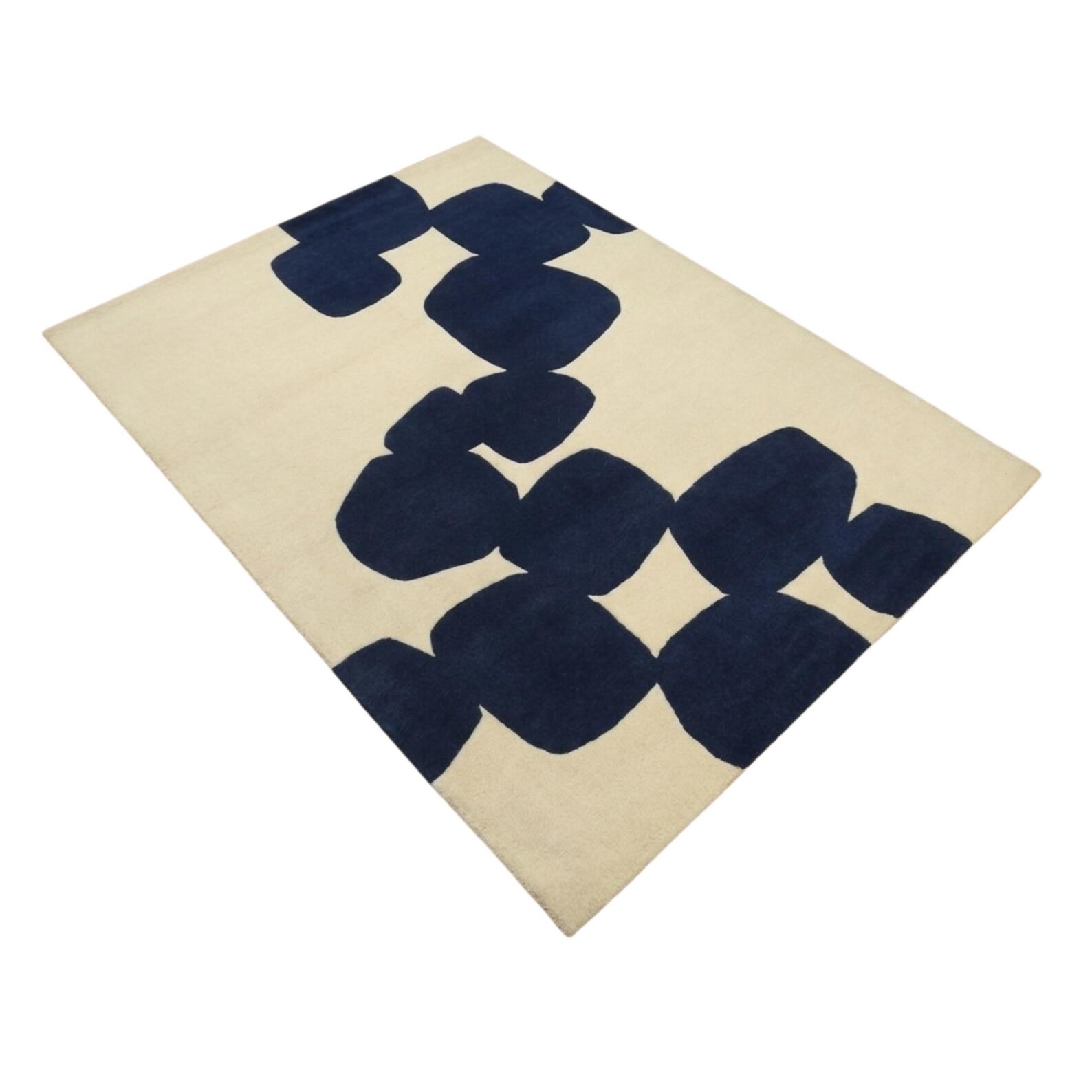 Blue Beige Hand Tufted Area Rug 8×10 Modern living Room Decor Minimalist Bedroom