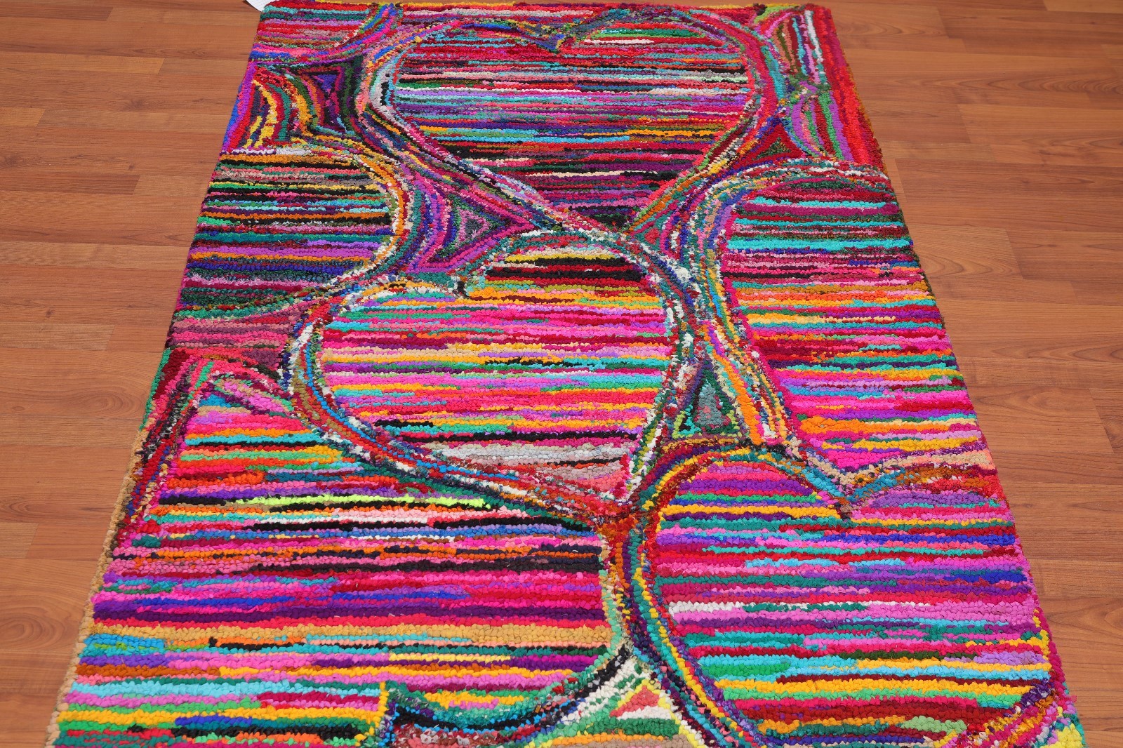 4′ x 6′ Handmade Abstract 100% Cotton Oriental Area Rug 4×6 Boho Modern Pink