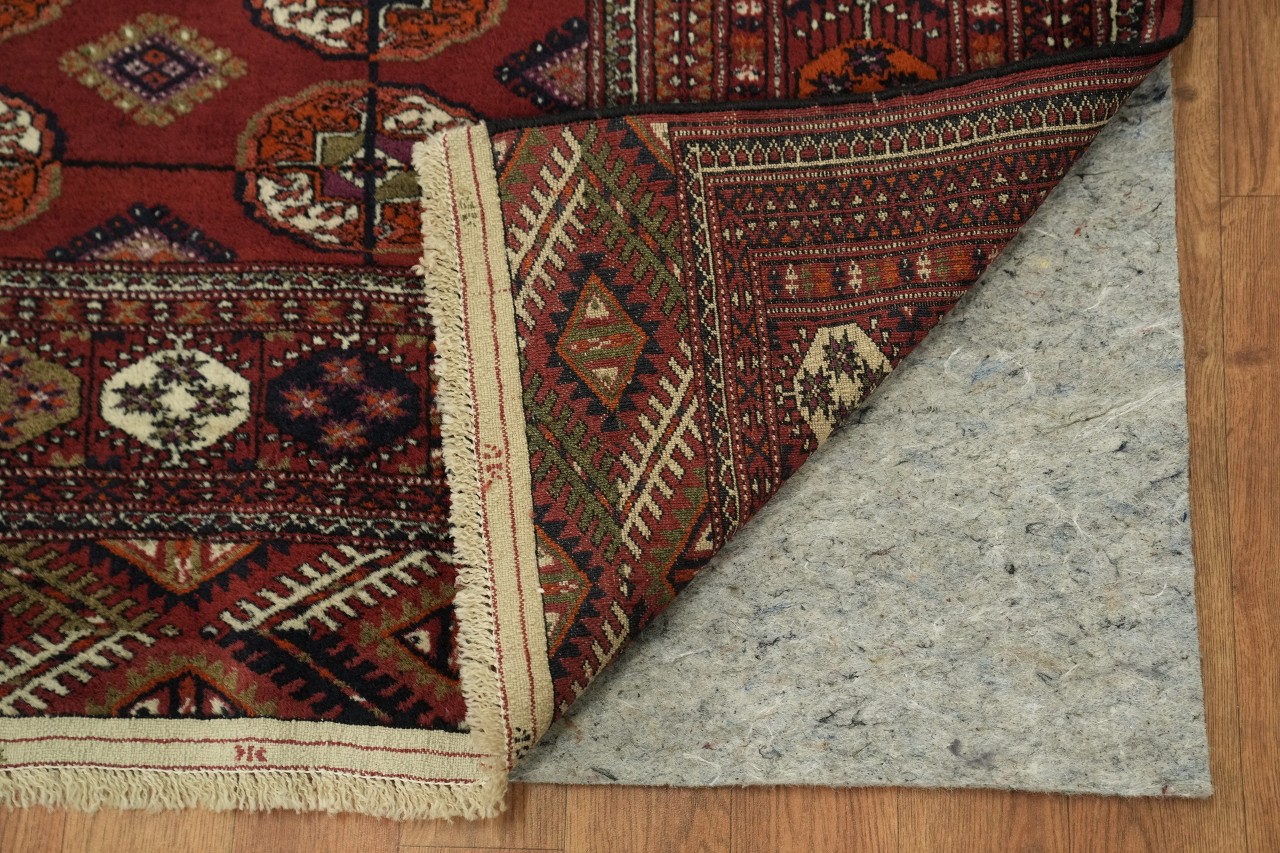 Geometric 5×6 Wool Traditional Oriental Rug in Rust Red & Ivory