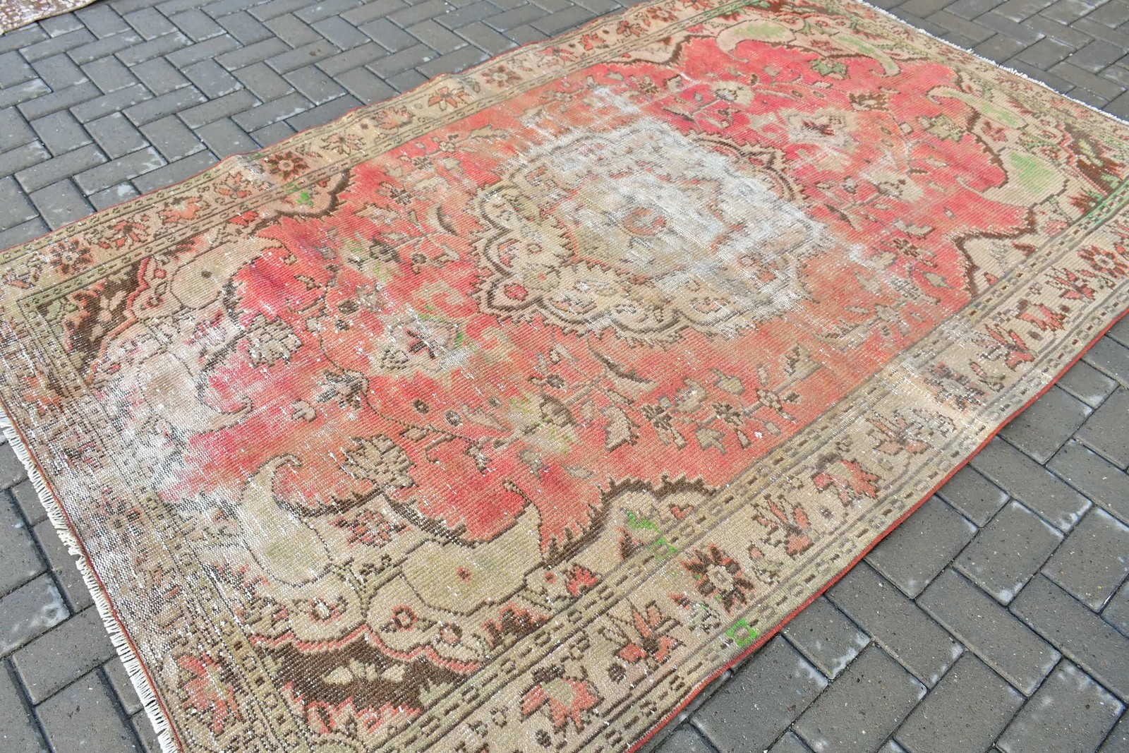 5,3×8,5 ft Rug, Vintage Turkish Rug, Red Handmade Rug