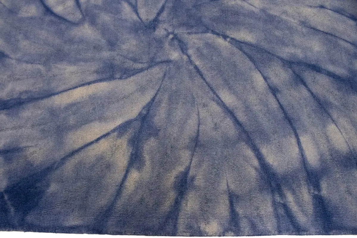 Modern Purple-navy Tie-Dye Design 5X8 Hand-Tufted Rug Contemporary Plush Carpet