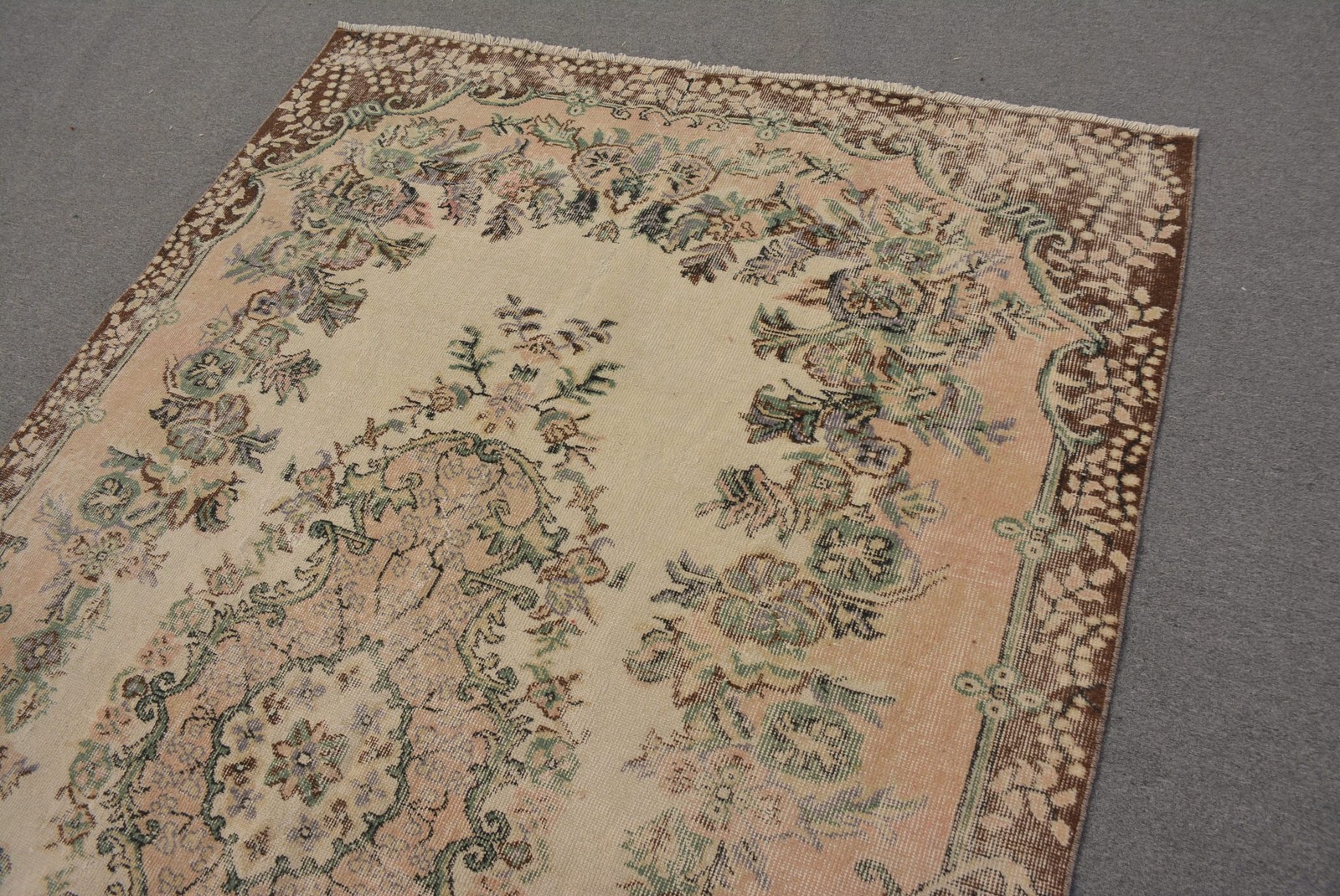 5,7×6 ft Vintage Rug, Turkish Rug, Brown Handmade Wool Rug