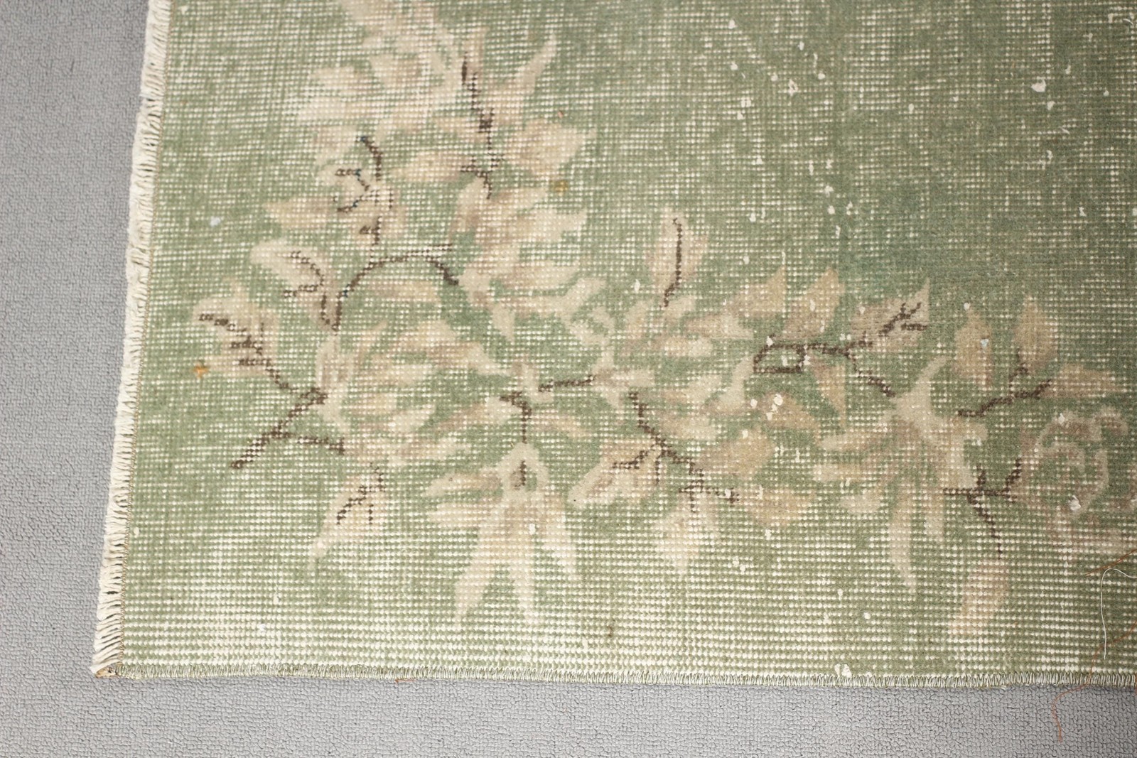 Turkish Vintage Rug 4,8×8,6 ft, Green Moroccan Rug
