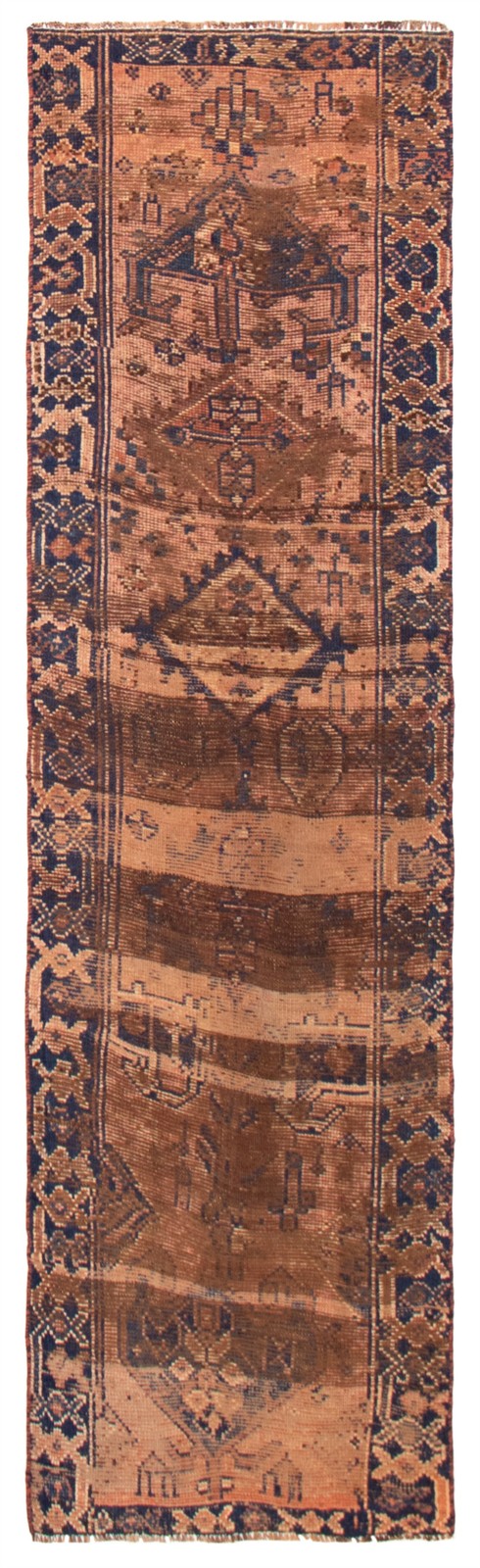Vintage Hand-knotted Runner Rug 3’1″ x 10’11” Traditional Oriental Wool Carpet