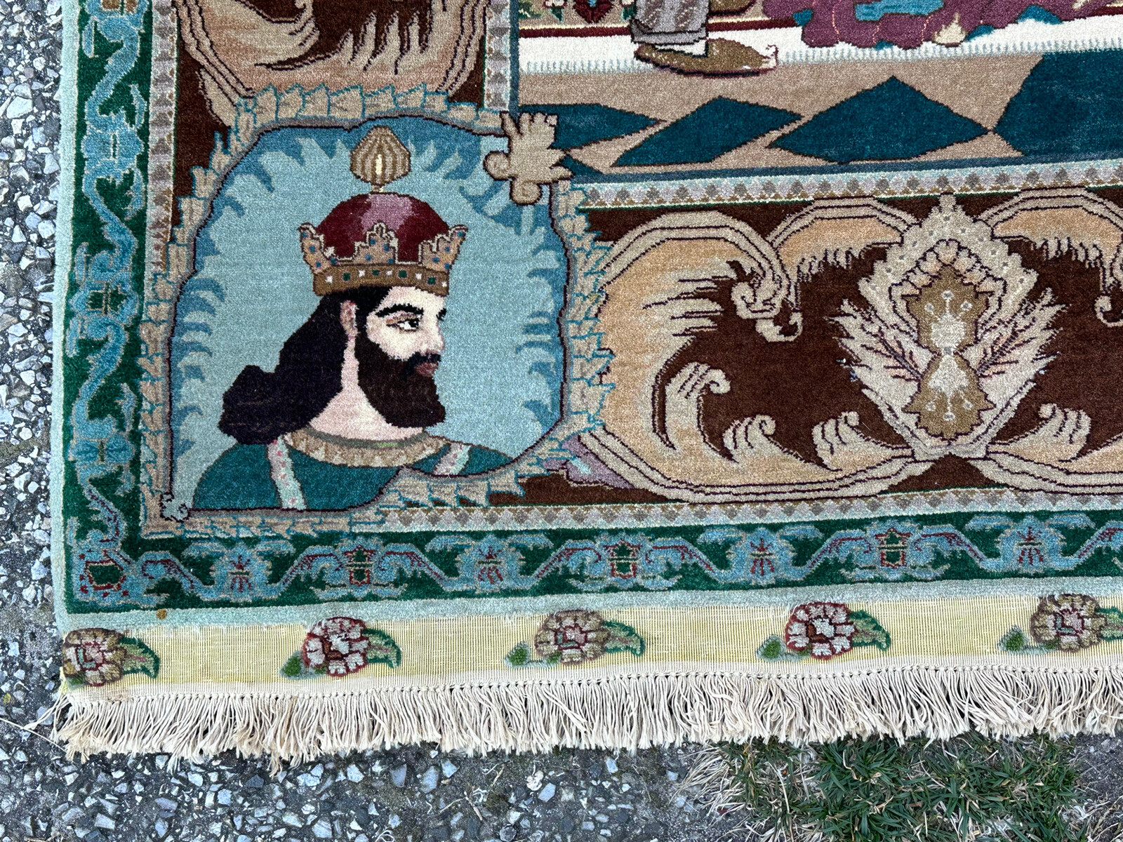 SIGNED HIGH KPSI 60+ RAJ PICTORIAL RUG KORK WOOL_SILK 6.5×8.2 OMAR KHAYAM