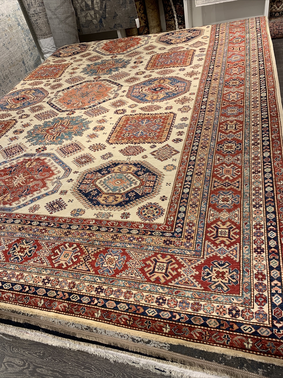 SUPER HAND KNOTTED WOOL PAK KAZAK WOOL 12’ 2” X 15’ SKU # C23146 Oriental Rug