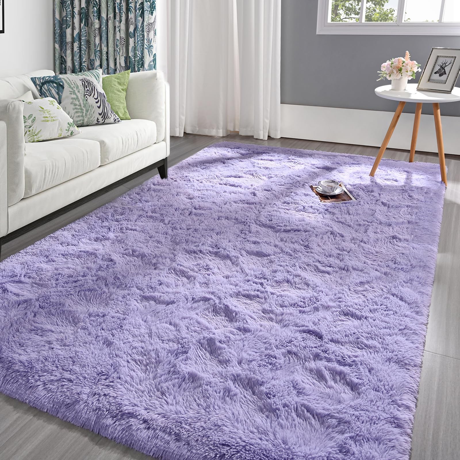 Fluffy Lavender Purple Area Rug for Bedroom Living Room, 3X5 Feet Soft Plush Fuz