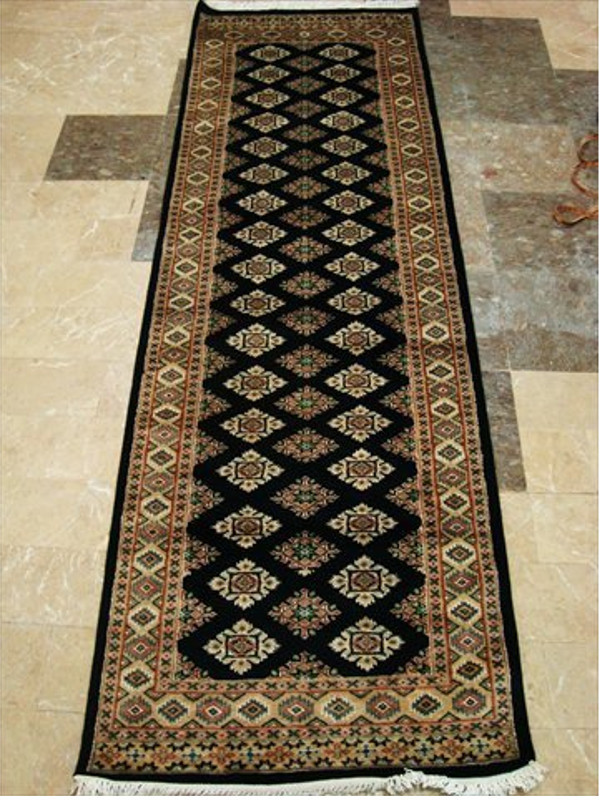 Runner Rug Exclusive Black Jaldar Mahal Touch Hand Knotted Home Carpet(8.0×2.6)’