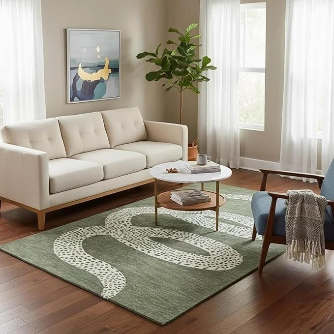 Handmade Snake Design Hand Tufted Nz Wool Rug Premium Soft Modern Carpet Rug