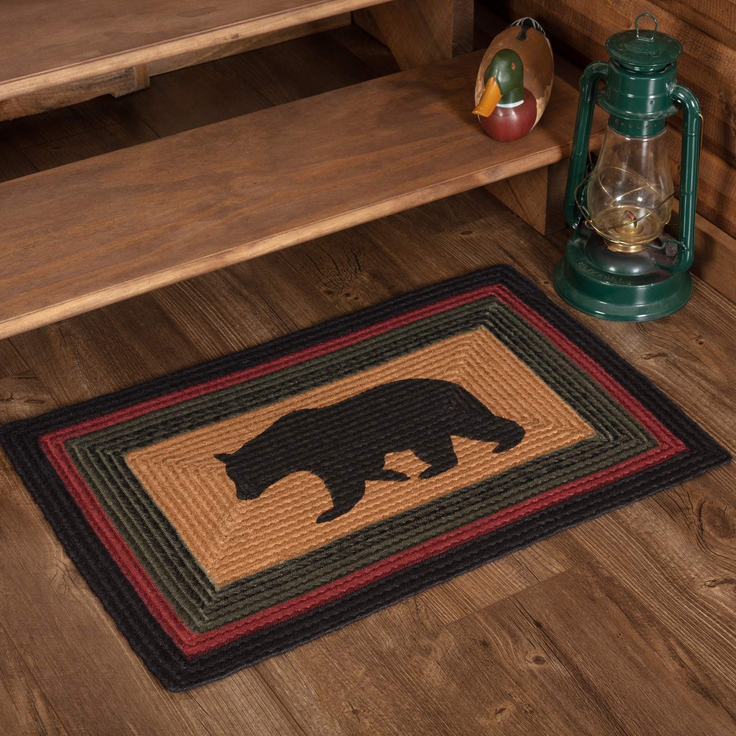 Wyatt Stenciled Bear Jute Rug Rect w/Pad 20×30
