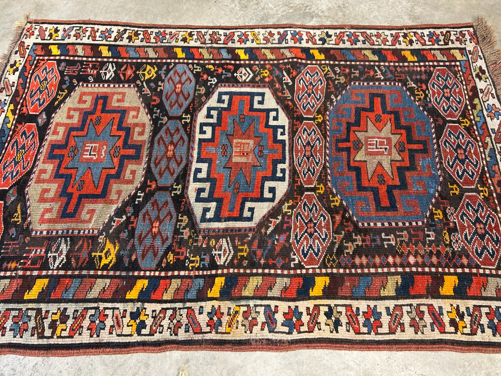 4’4″x6’4″ Antique Hand-knotted Wool Geometric Caucasian Area Rug – Russian 4×6