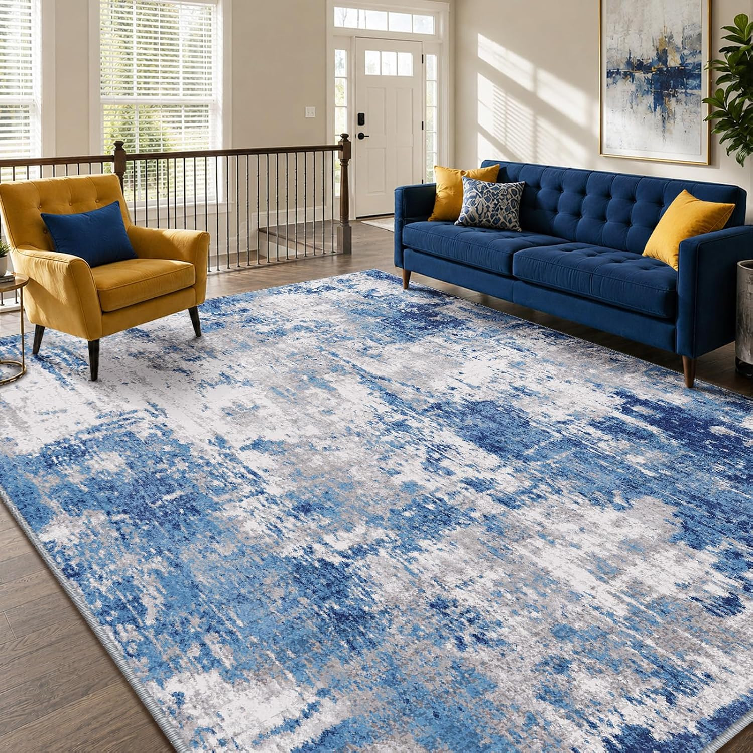 RELEANY Washable Area Rugs 5’X7′ Non-Slip Modern Abstract Soft for Living Room E