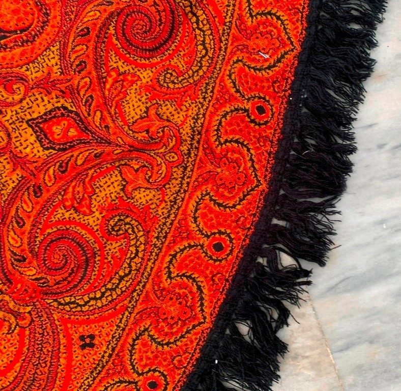 Vintage Paisley Shawl, 100 % Pure Woolen Scarf, Woolen Round Women Shawl 4×5 ft