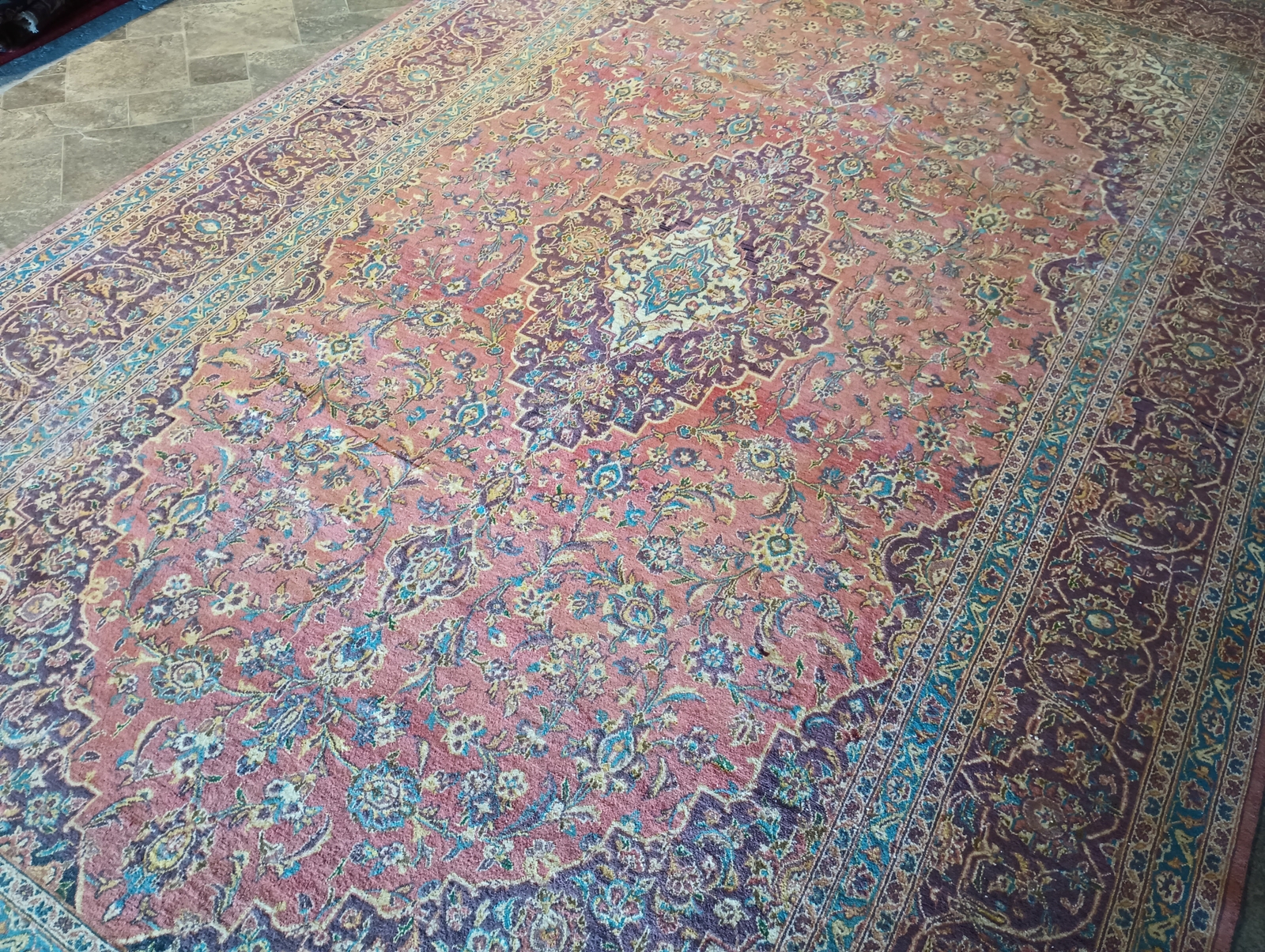 8′ x 13′ OLD Traditional Kashaan Rug Faded antique Red #F-5869