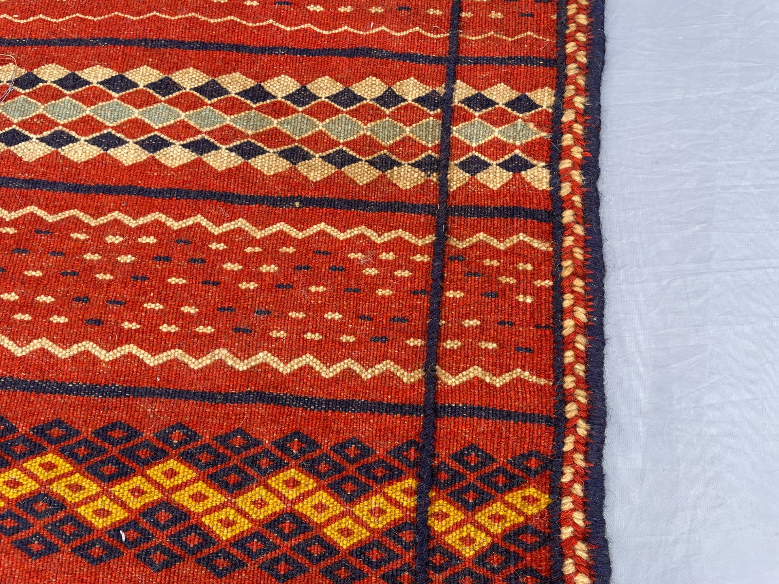 1’8 x 3’4 Ft Afghan Tribal Kilim Rug Handwoven Wool Diamond Stripe Flatweave