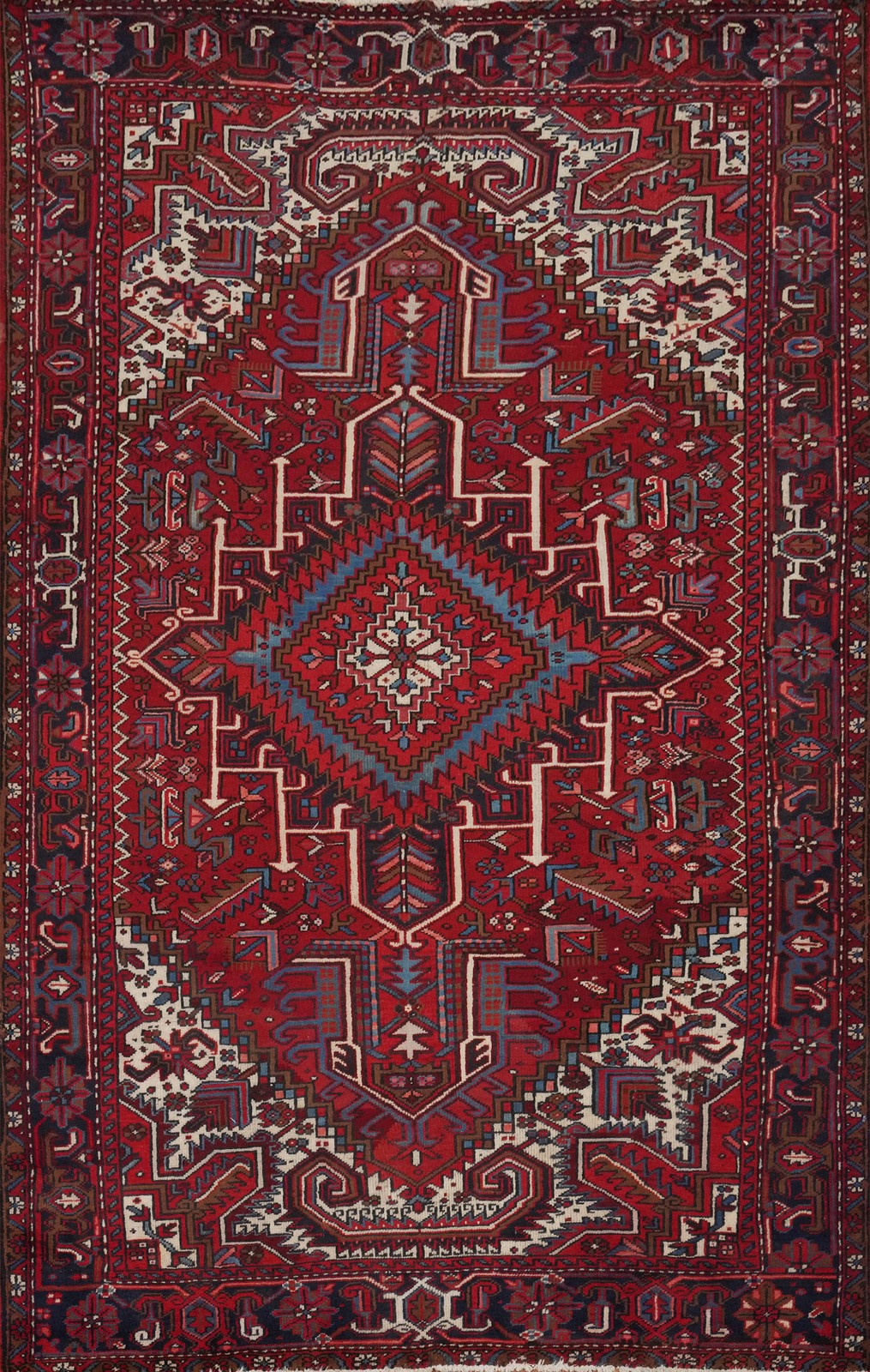 Red Traditional Wool Vegetable Dye Area Rug 8×12 ft Hand-knotted for Living Room