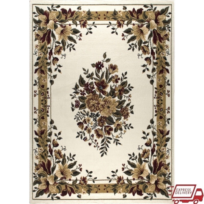 Floral Medallion Area Rug Non-Shedding Durable Indoor Runner Easy Clean New
