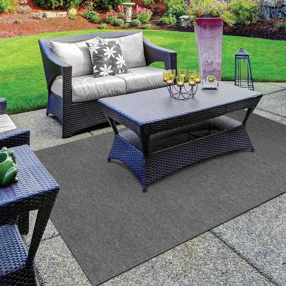 Indoor/Outdoor Area Rug Unbound Smoke Gray Ribbed Eco-Friendly 6 Ft. X 8 Ft .NEW