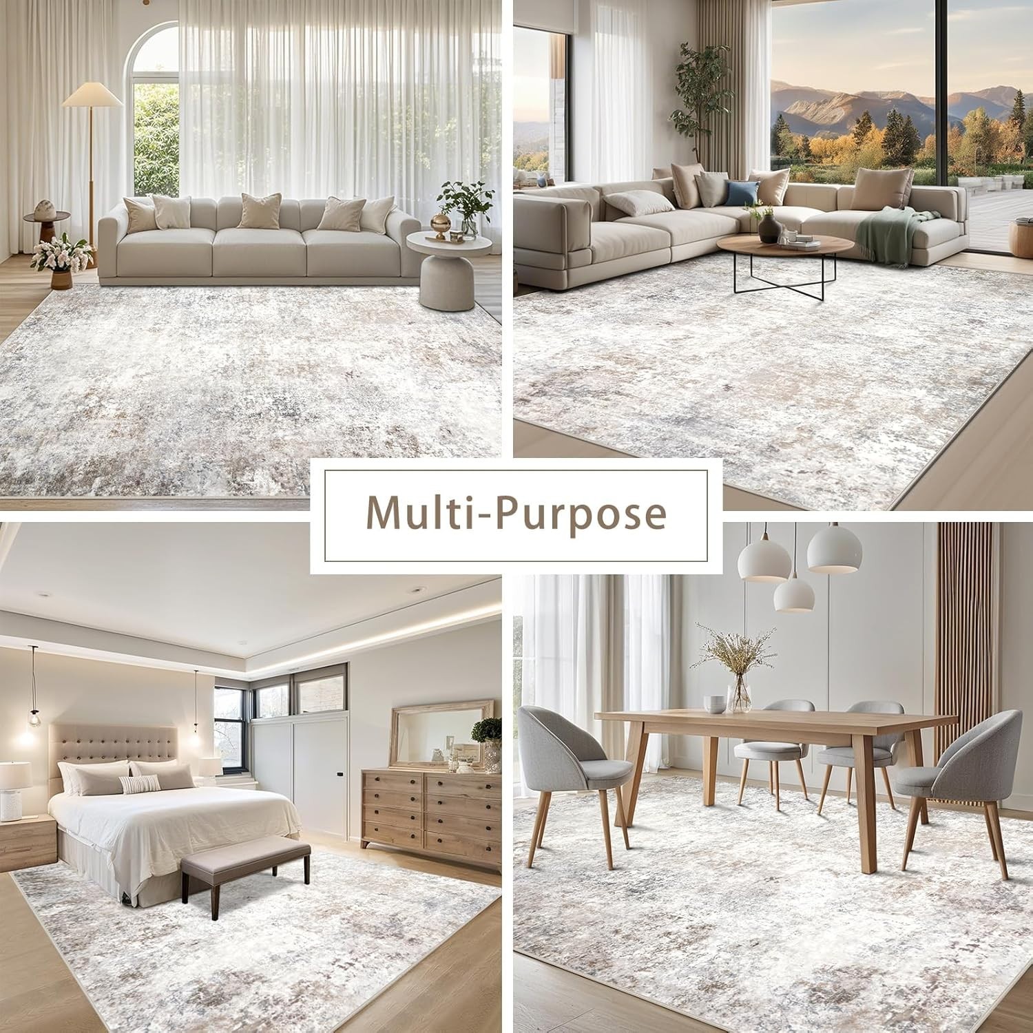 Ultra Soft 5×7 Washable Area Rug – Modern Abstract Design for Living Rooms