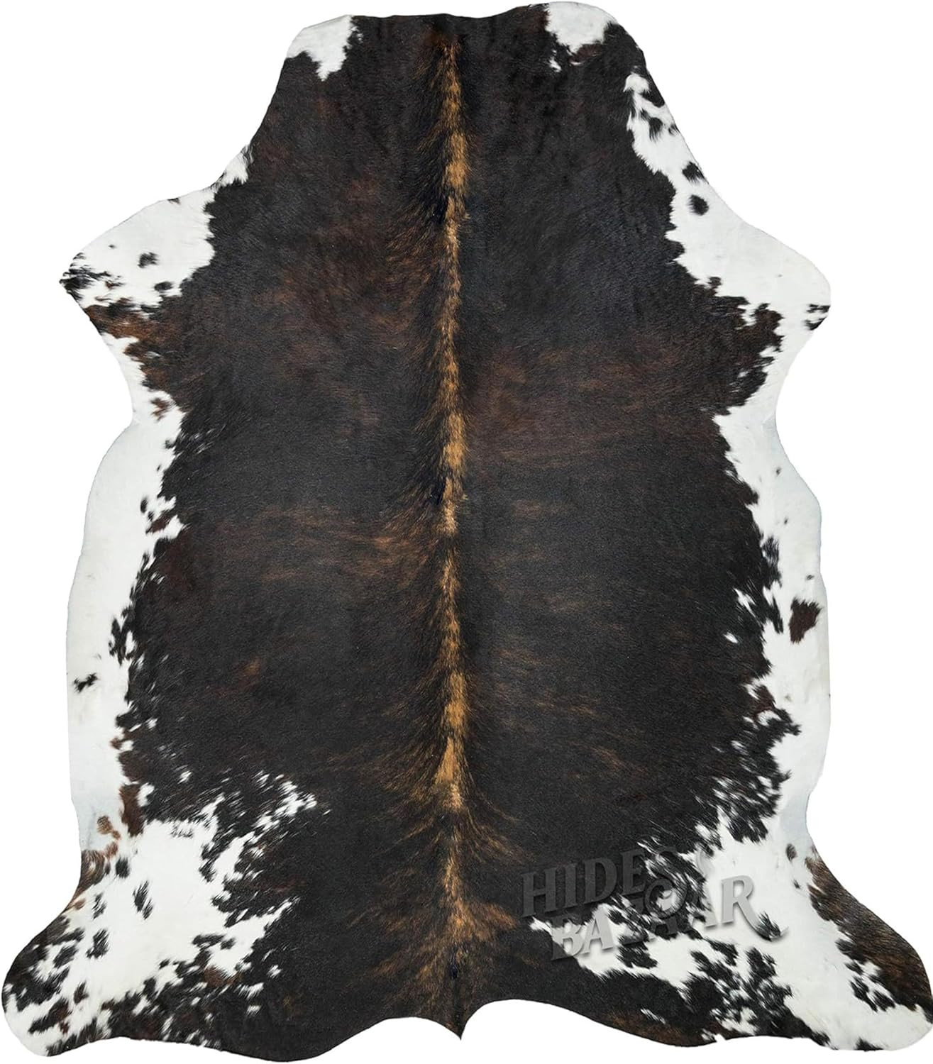 Natural Cowhide Rug 6×7-8 Ft – Soft Brown & Black Hair-On-Hide Area Rug