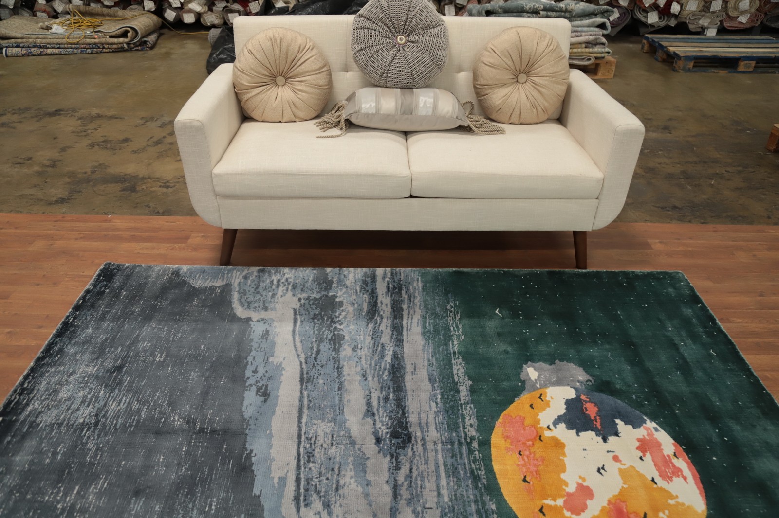 Mystical Moonlit Ocean Area Rug 6×8 Handmade Home Decor Modern Carpet