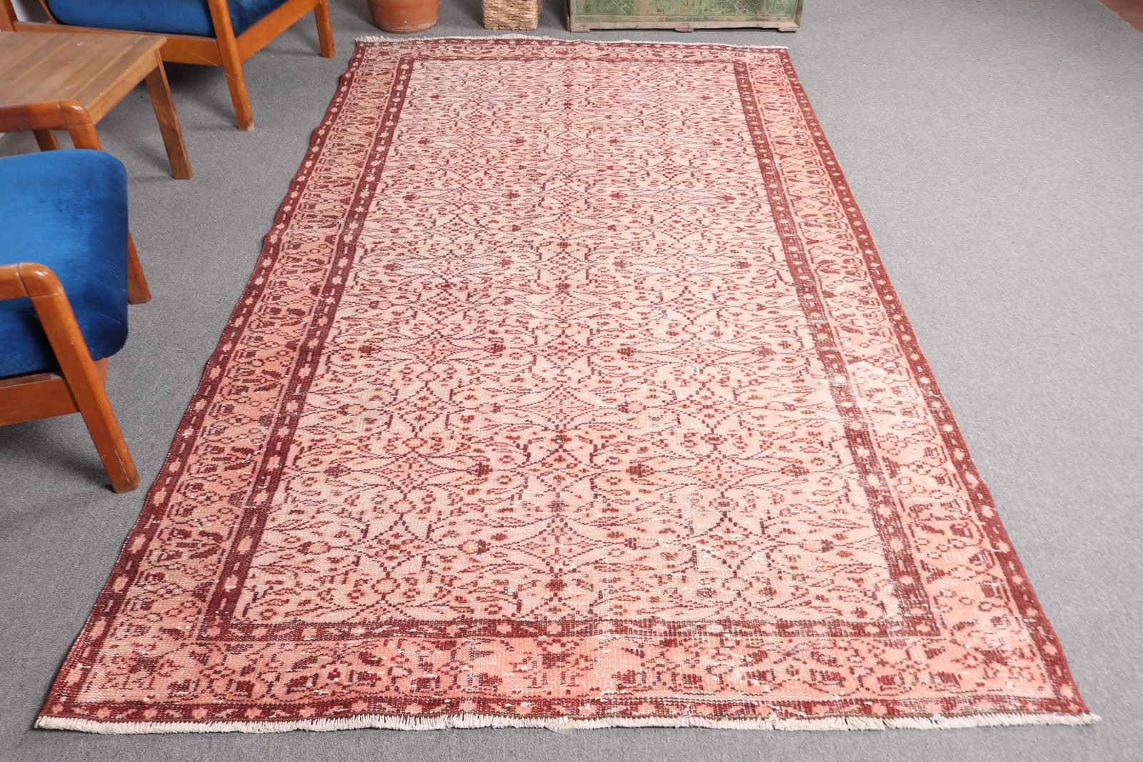5,2×9,2 ft Vintage Rug, Rug Rug, Red Southwestern Rug Wool