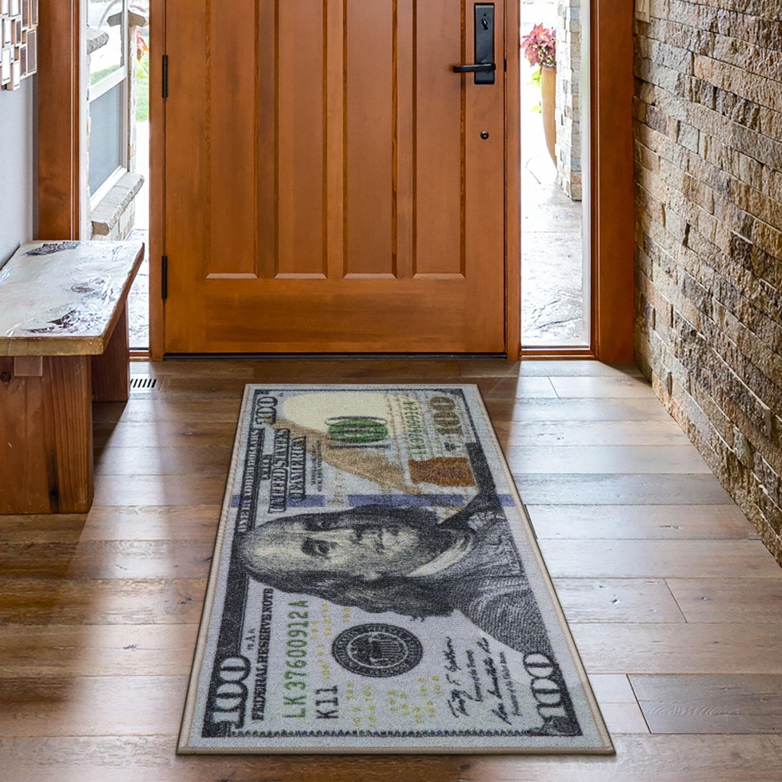 100 Dollar Bill Multicolor Area Rug Runner Non Slip Floor Carpet 1.8×4.5 Ft