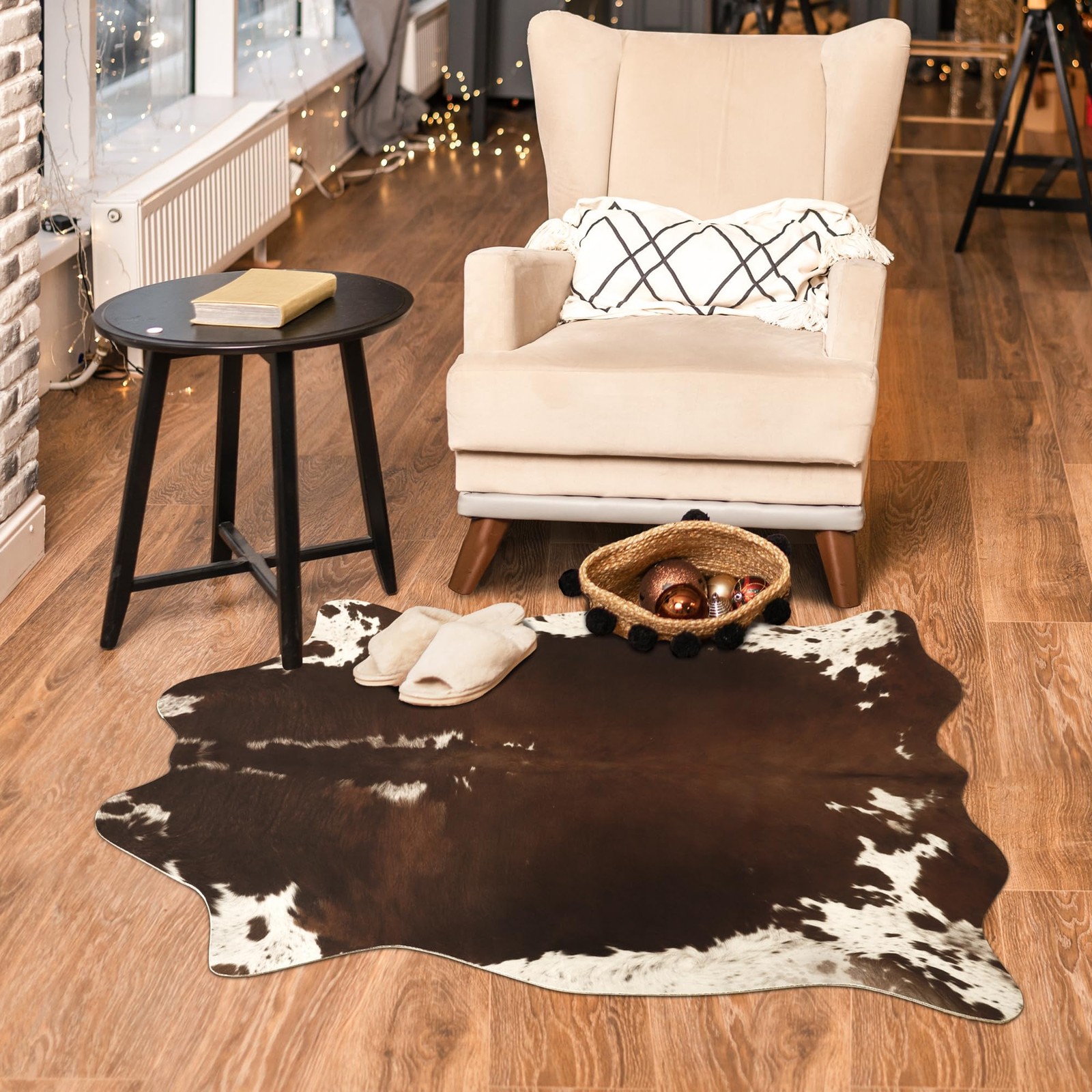 Faux Cowhide Rug, 2.3×3.6 Feet, Large Cow Print, Western Home Decor, Washable