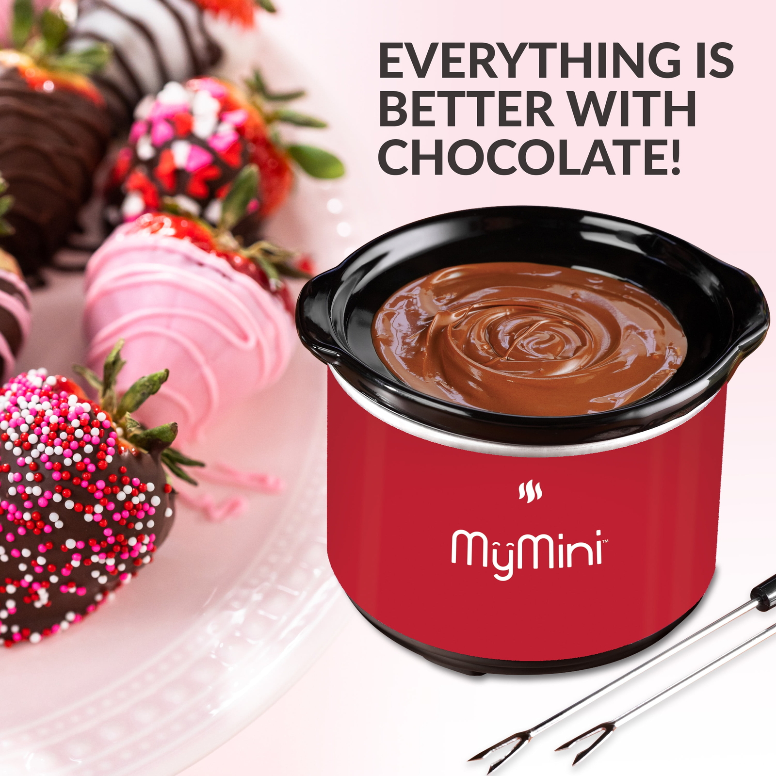 MyMini Dipping Pot Food Warmer, Red (5.9″ x 5.9″, 2.4lb)