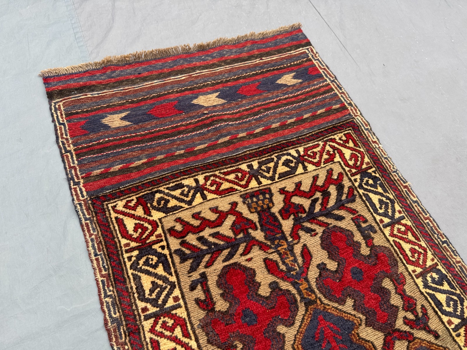 2’5 x 12’2 Ft Striking Baluchi Tribal Runner Rug – Vintage Geometric Wool Carpet