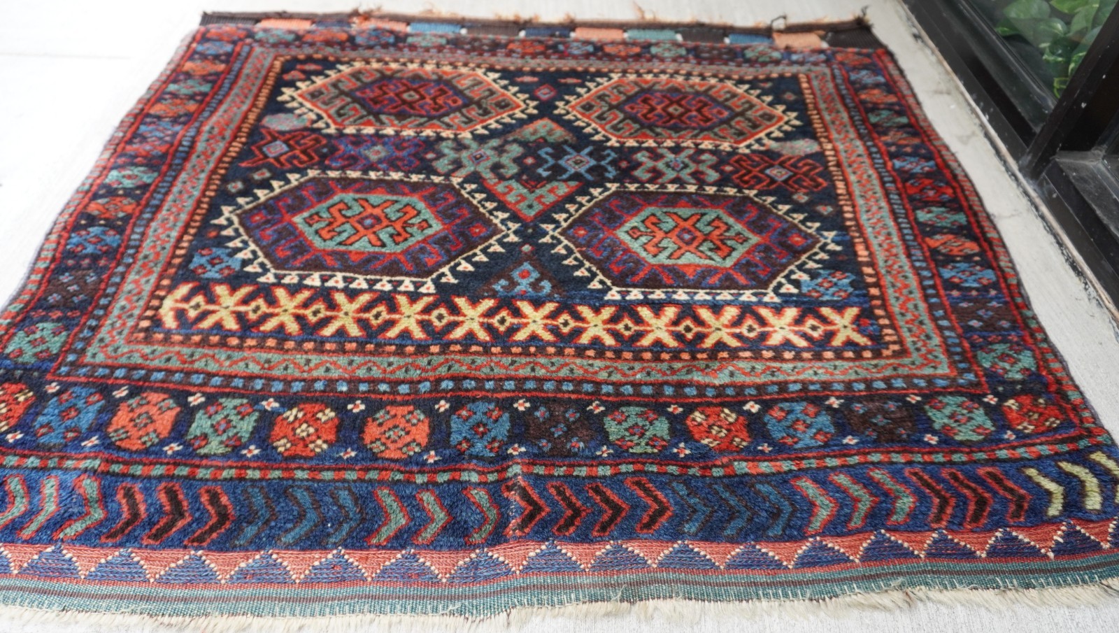 3′ x 3’6″ Rare Antique Kurdish Bag Face Hand Knotted 100% Wool Tribal Rug