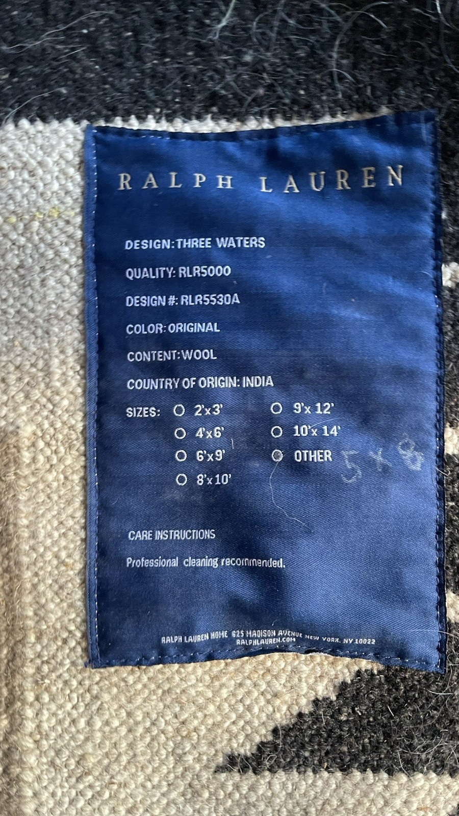 Ralph Lauren Southwest Navajo Design Wool Area Rug 5×8 Aztec 3 Waters Handwoven