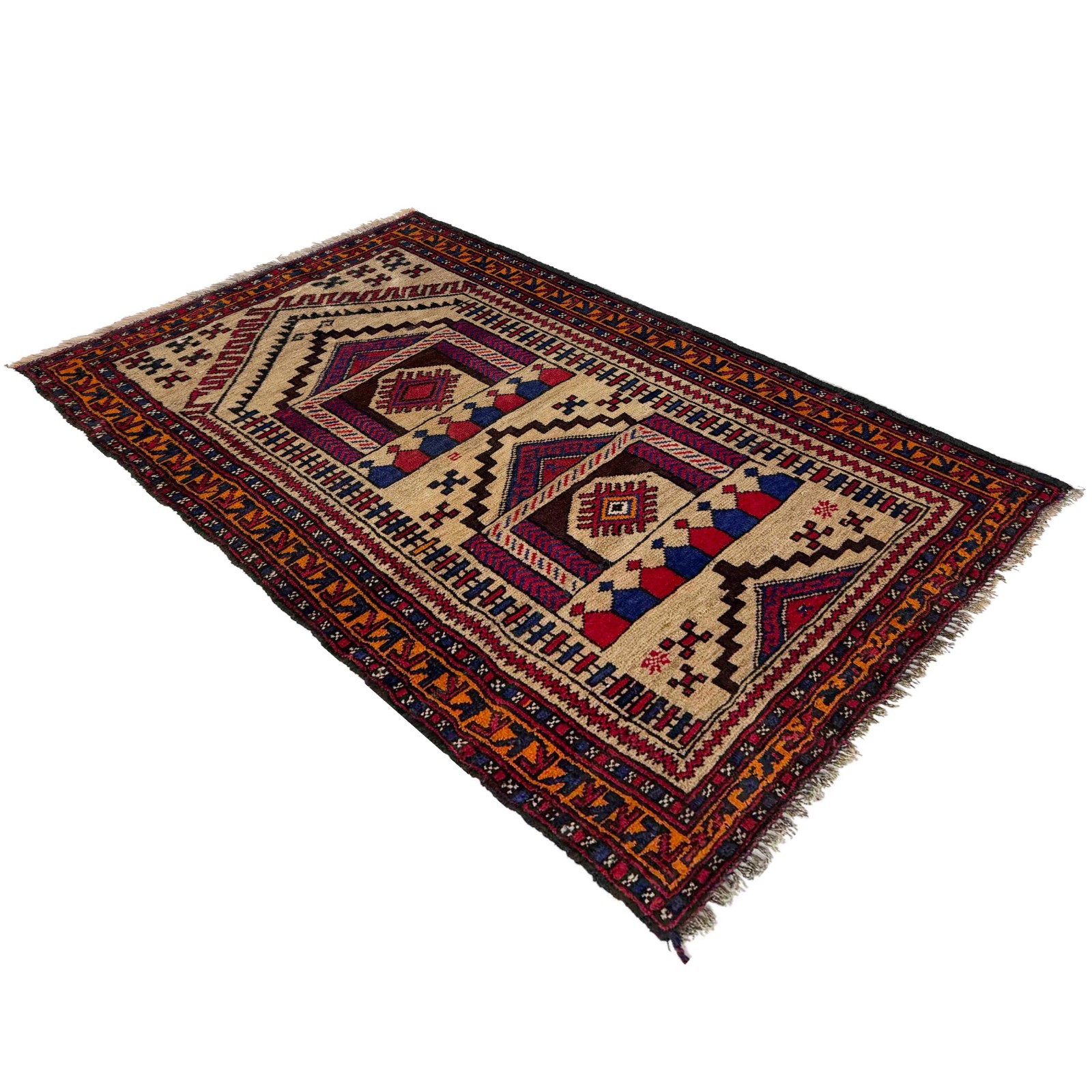 Tribal Afghan Prayer Rug 2’8″x4’3″ Ft Hand-Knotted Oriental 100% Wool Rug W37611