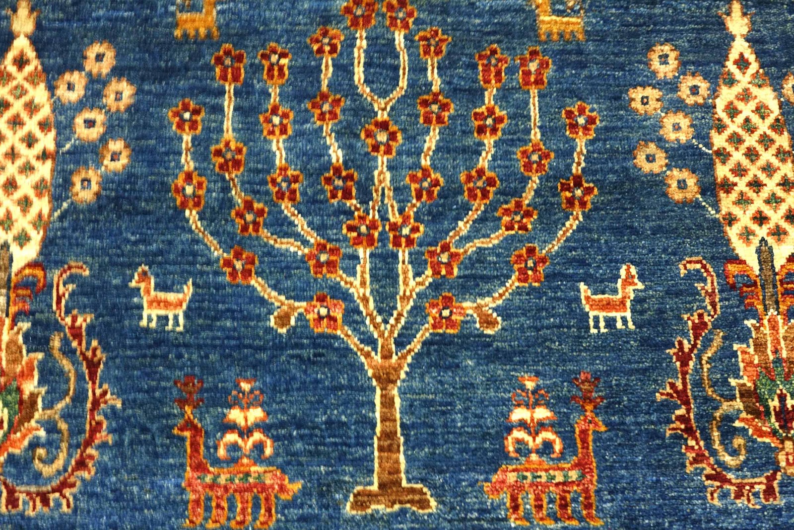 Afghan Ziegler Ariana Floral Carpet Hand-knotted 170×240 Blue Trees Wool