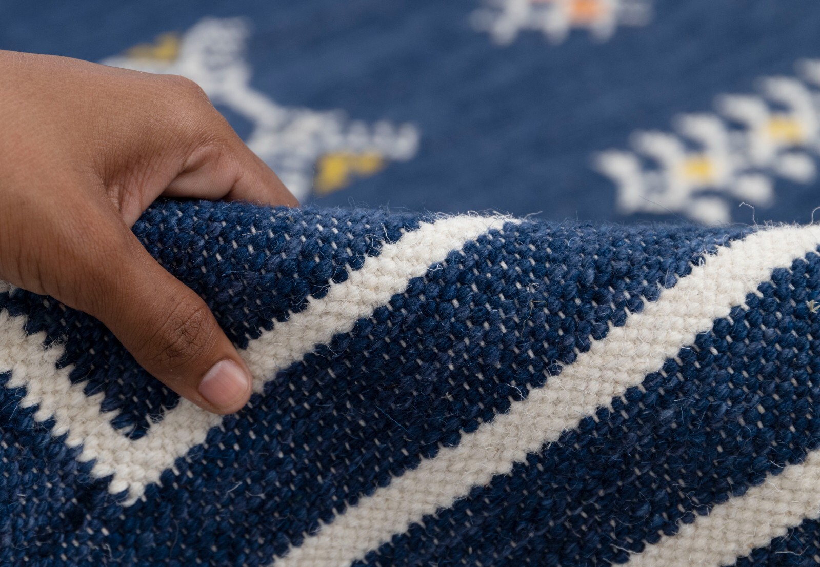 Blue Bohemian Boho Moroccan Rug Hand Woven Bohemian Decor Inspired Customize Rug