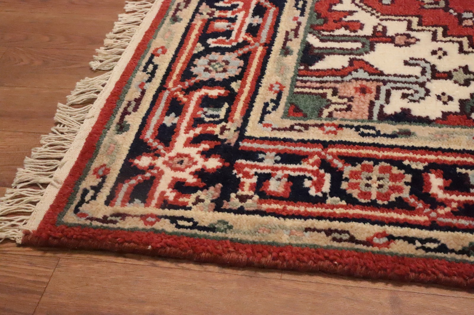 Geometric Handmade Accent Rug 3×5 Wool Traditional Foyer Rust/ Navy Blue Carpet