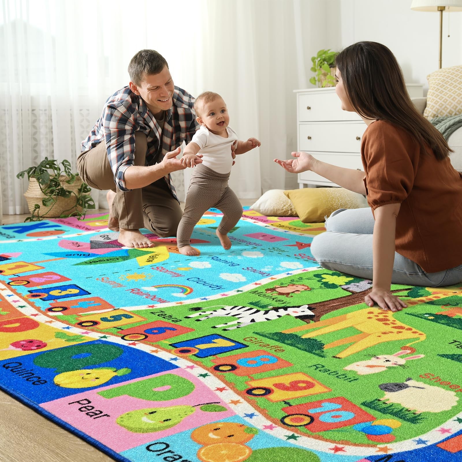 Kids Rug for Playroom, 3×5 ABC Educational Carpet for Classroom, Fun Alphabet