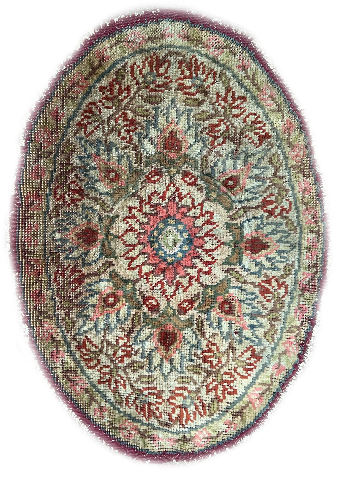 1.5×2 Magnificent Antique French Savonnerie Oval 46cm x 61cm C. 1920