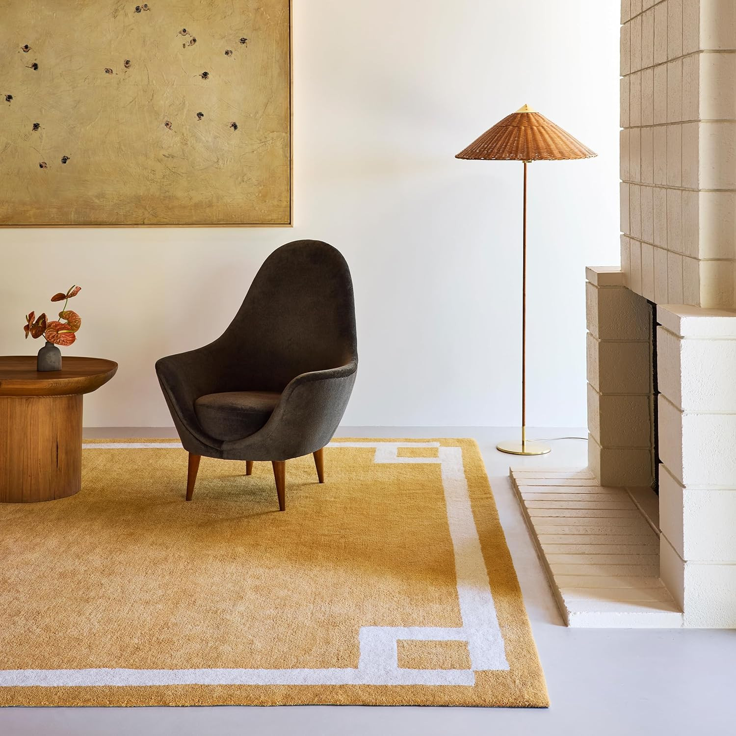 Handmade Grace Golden Yellow/Ivory Area Rug, 5′ x 8′, Soft & Durable